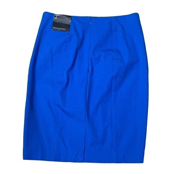New Banana Republic Factory Pencil Skirt Cobalt Blue Mini Size 2 - Picture 2 of 8